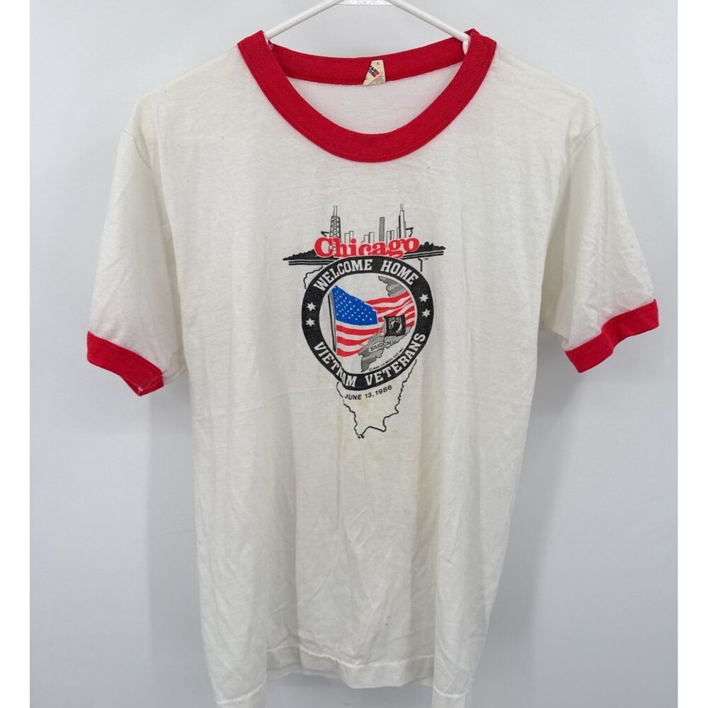 Vintage Screen Stars Vietnam War Chicago Welcome T-Shirt  Sz L‎ SEE MEASUREMENTS